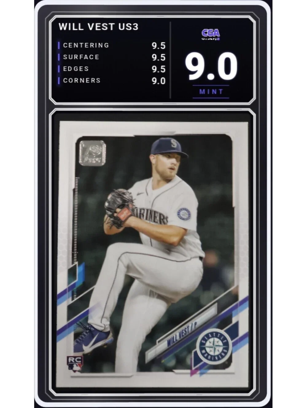 2021 Topps Update #US3 Will Vest RC Seattle Mariners MLB - CGA 9.0 Digital Grade